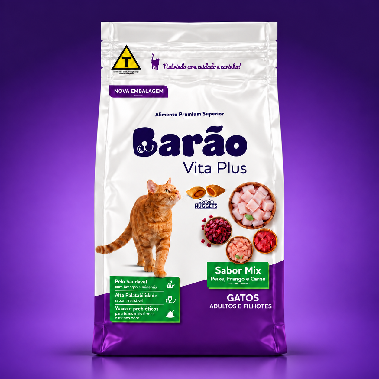 Embalagem Barão VitaPlus Gatos Adultos e Filhotes Sabor Mix